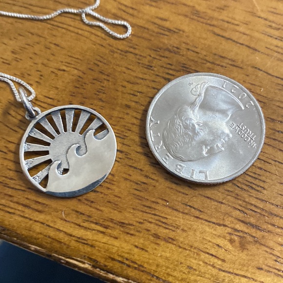 Sterling Silver Waves and Sun Sterling Silver Pendant And chain necklace - Picture 5 of 5